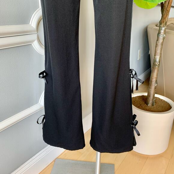 Valentino Wide Leg Wool Tuxedo Pants With Ribbon Ties Size 8 - Picture 8 of 12